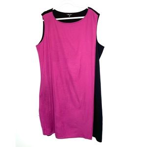 Misook Knit Black Tank Dress Purple Overlay